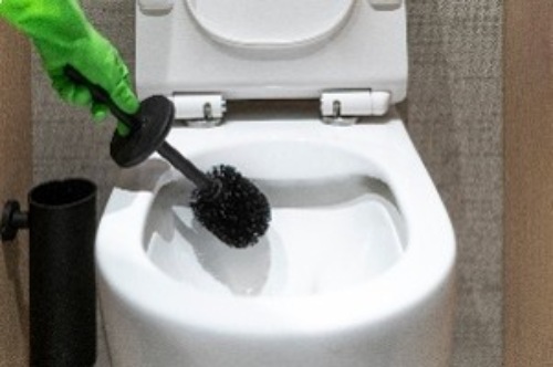 entretien de la cuvette des toilettes avec une brosse