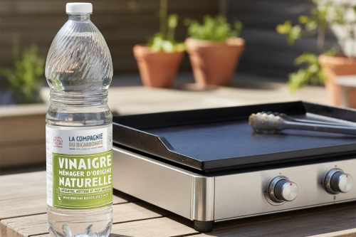 vinaigre blanc près d’une plancha