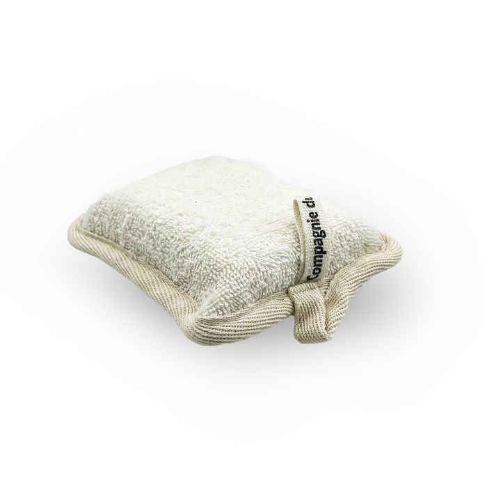 Éponge double face en coton naturel blanche