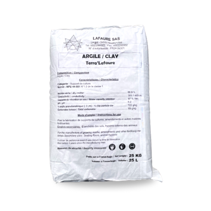 Sac d'argile Terra Lafaure de 25kg face arrière 