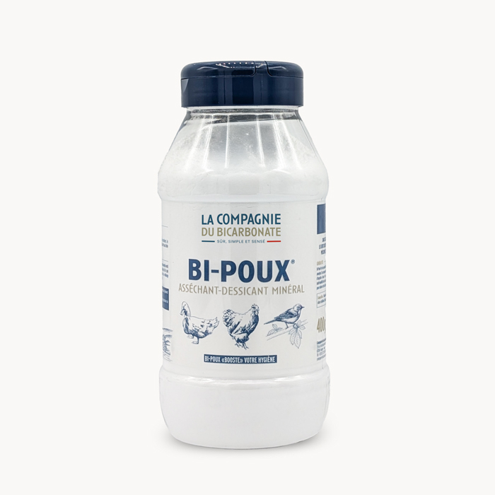 Bi-Poux 400 g : produit breveté pour l'hygiène des oiseaux