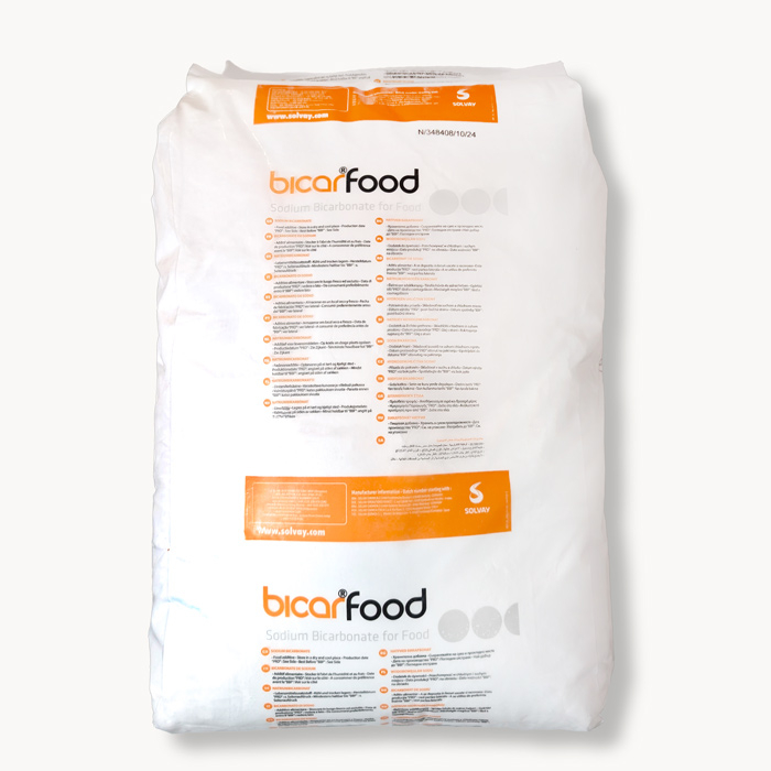 Bicarbonate de soude fin en sac de 25kg vu de côté