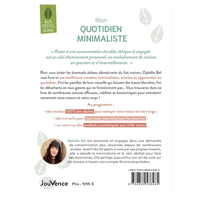 Dernière de couverture du livre "Mon quotidien minimaliste"