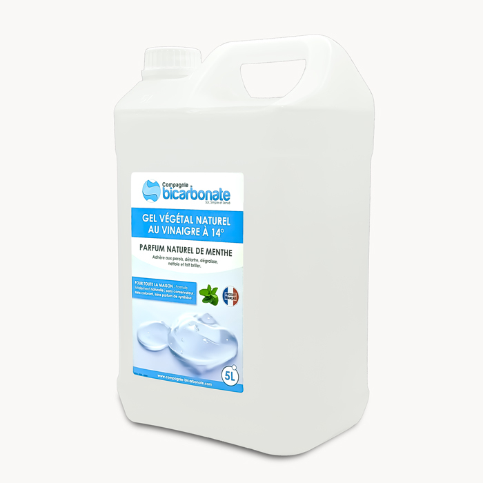 Gel végétal au vinaigre et à la menthe  vu de côté