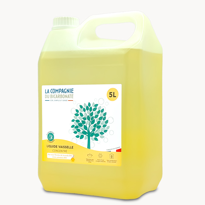 Liquide vaisselle aux eaux florales format 5L vu de côté