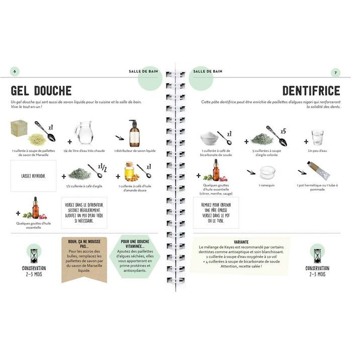 Livre "Fabriquer sa lessive, son dentifrice, son shampoing, ses produits d'entretien..." par Régine Quéva - gel douche et dentifrice