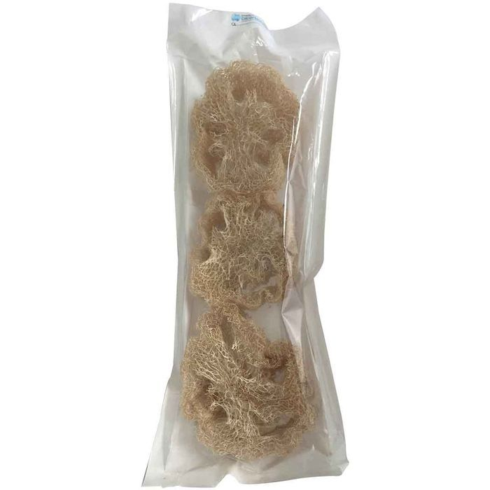 Tranches de loofah présentés sous film de protection