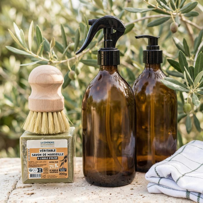 Gamme du flacon spray et du flacon pompe en verre ambré - 500ml