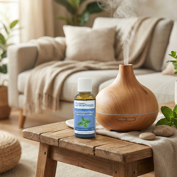 Flacon d'huile essentielle menthe des champs