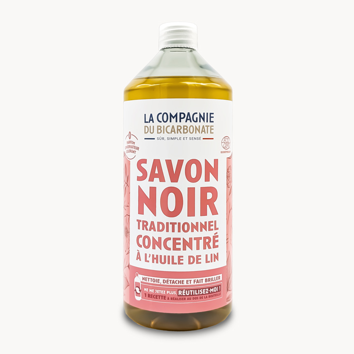 Savon noir à l'huile de lin au format 1L
