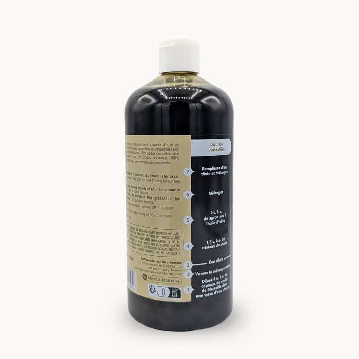 Bouteille de savon noir olive - Face arrière - 1L