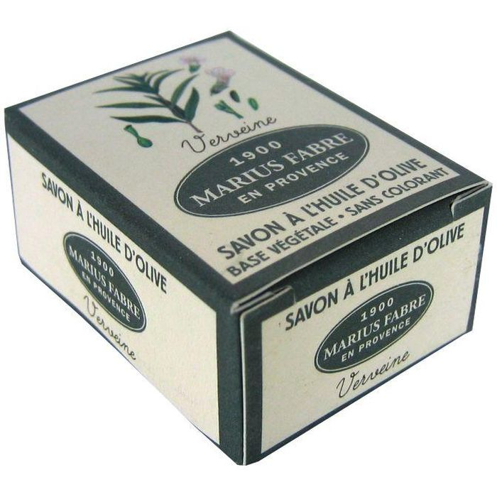 Savon de Marseille parfumé Verveine Marius Fabre 40 g (vue de face)