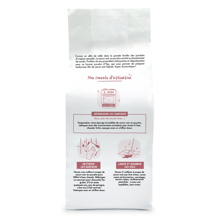 Savon noir en poudre - face arrière (astuces)