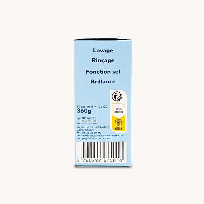 30 tablettes lave-vaisselle "tout en 1", à base de cristaux de soude