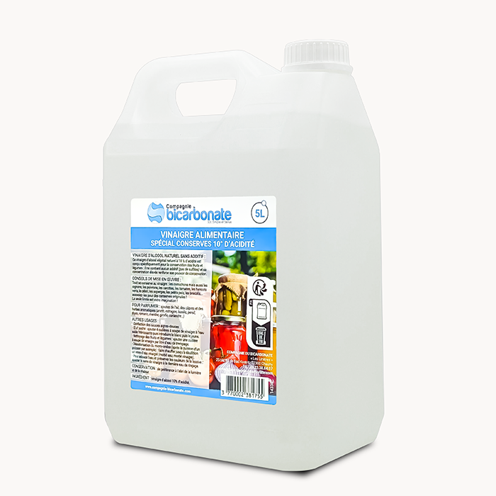 Vinaigre blanc alimentaire 5L vu de côté