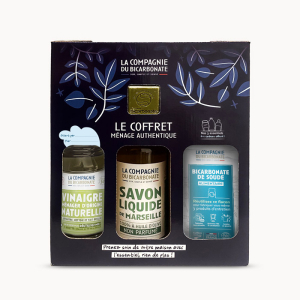 Le coffret ménage authentique et ses 3 produits essentiels.