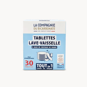 30 tablettes lave-vaisselle "tout en 1", à base de cristaux de soude
