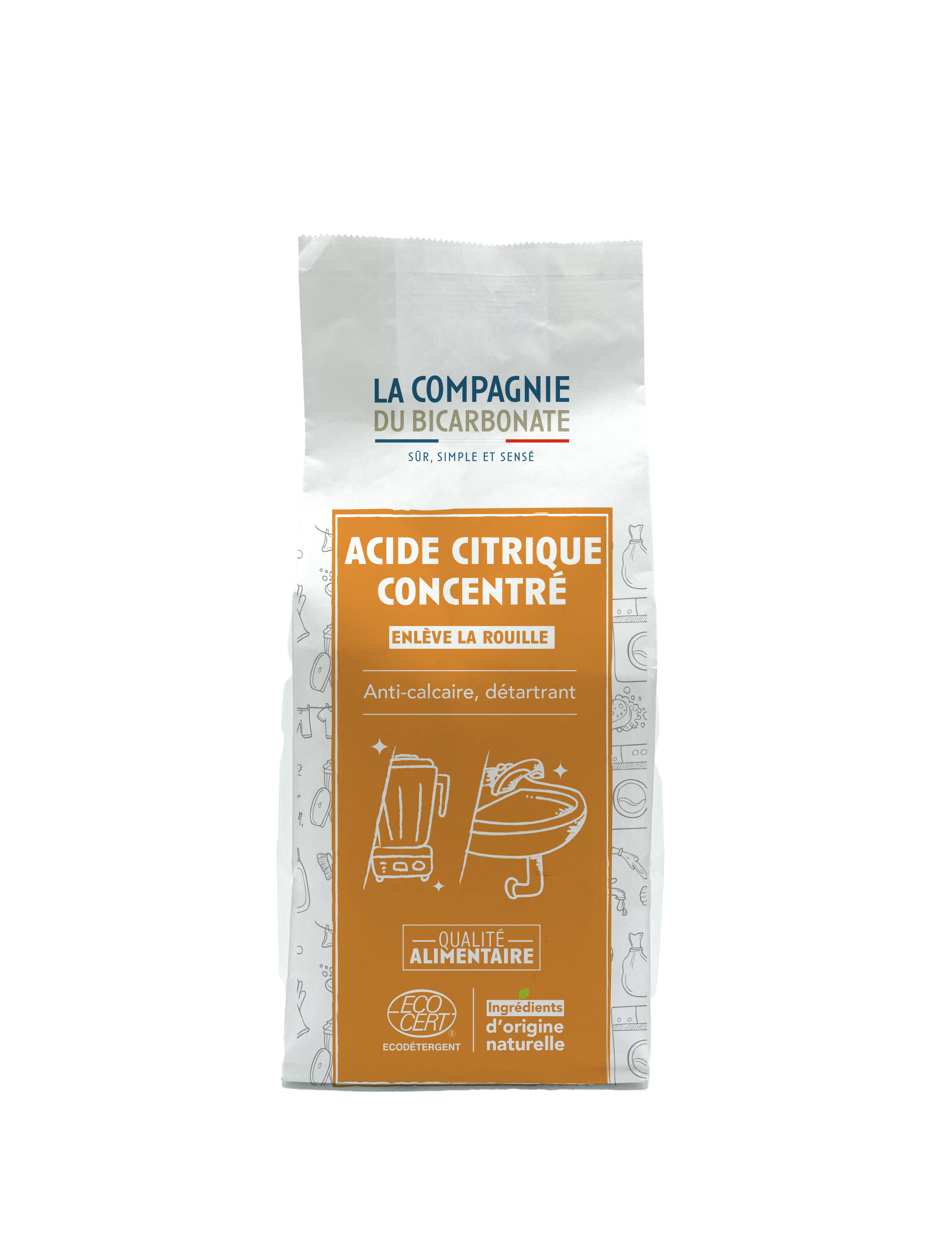 Acide citrique - Sachet kraft 1kg - Ecocert