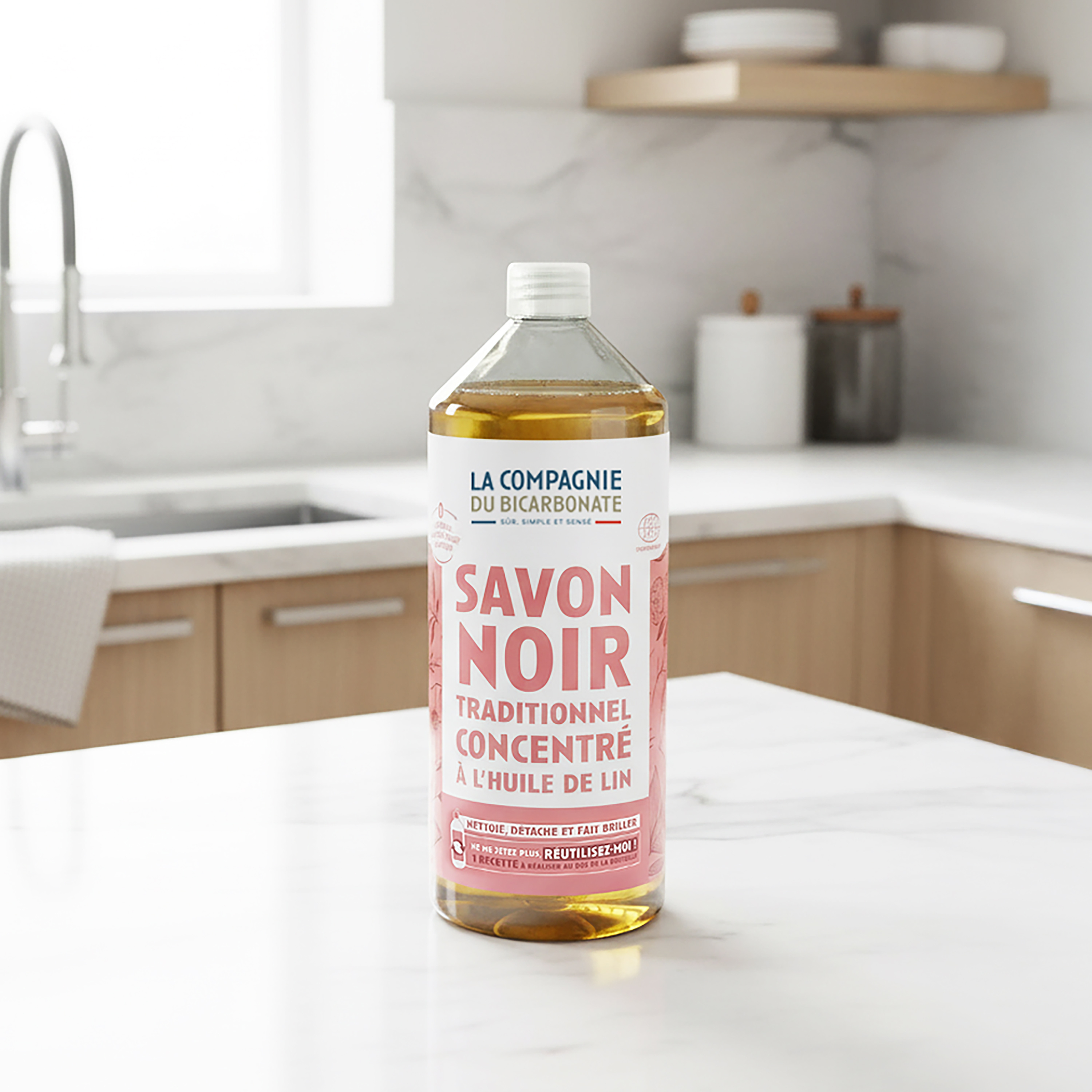 Savon noir à l'huile de lin Ecocert - 1L