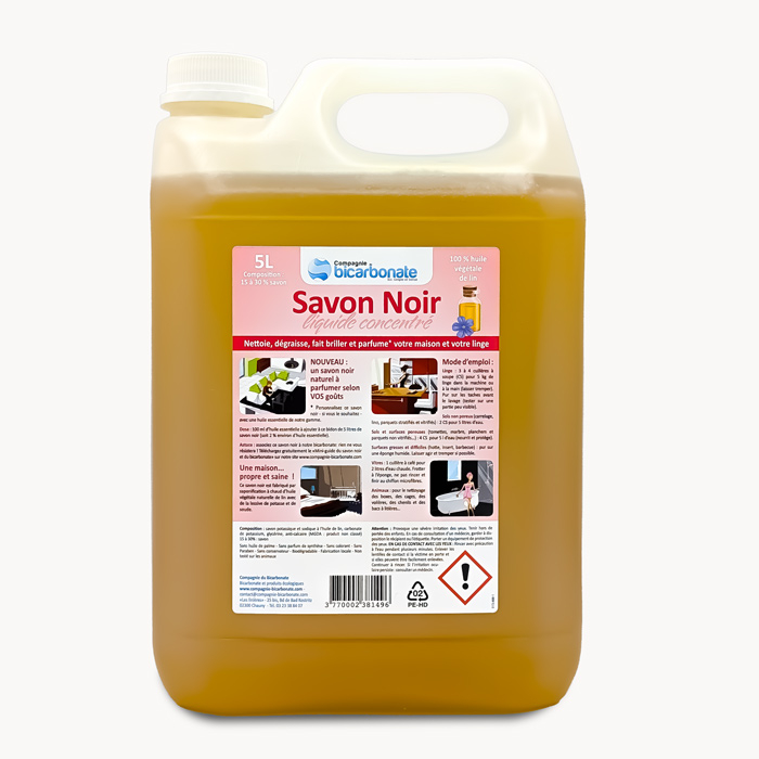 Savon noir liquide à l'huile de Lin - 5L