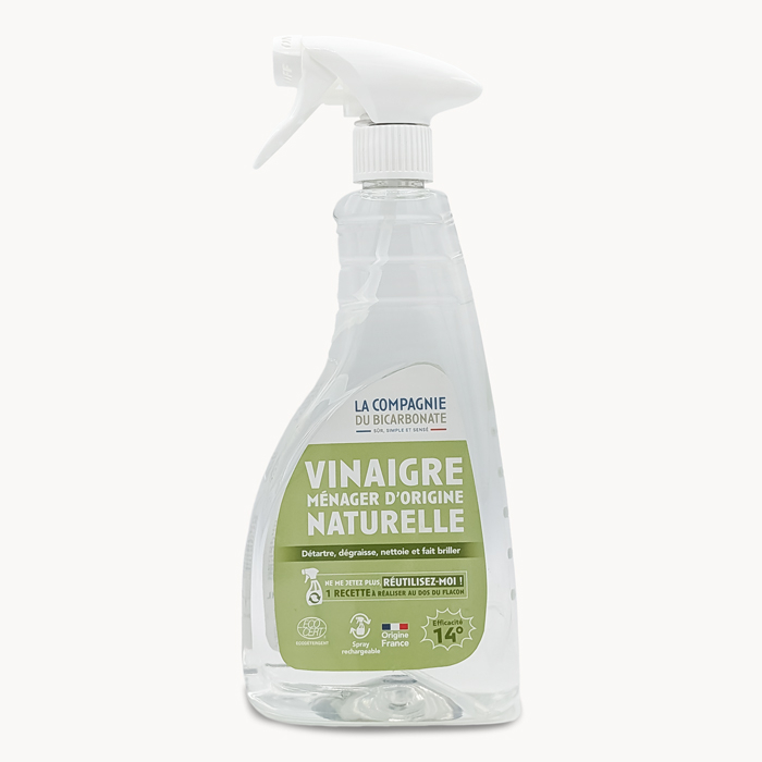 Vinaigre blanc français d'origine naturelle concentré à 14 °- Spray rechargeable 750 ml