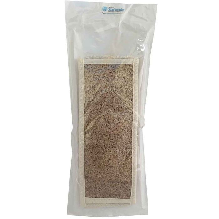 Gant dorsal loofah sous son film de propreté