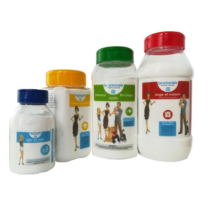 Pack "Collection Compagnie du Bicarbonate" - Bicarbonate alimentaire : 4 flacons rechargeables