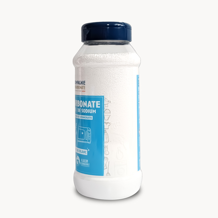 Percarbonate de soude en flacon vu de côté