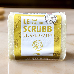Mise en situation du savon Scrubb au bicarbonate, parfum citron